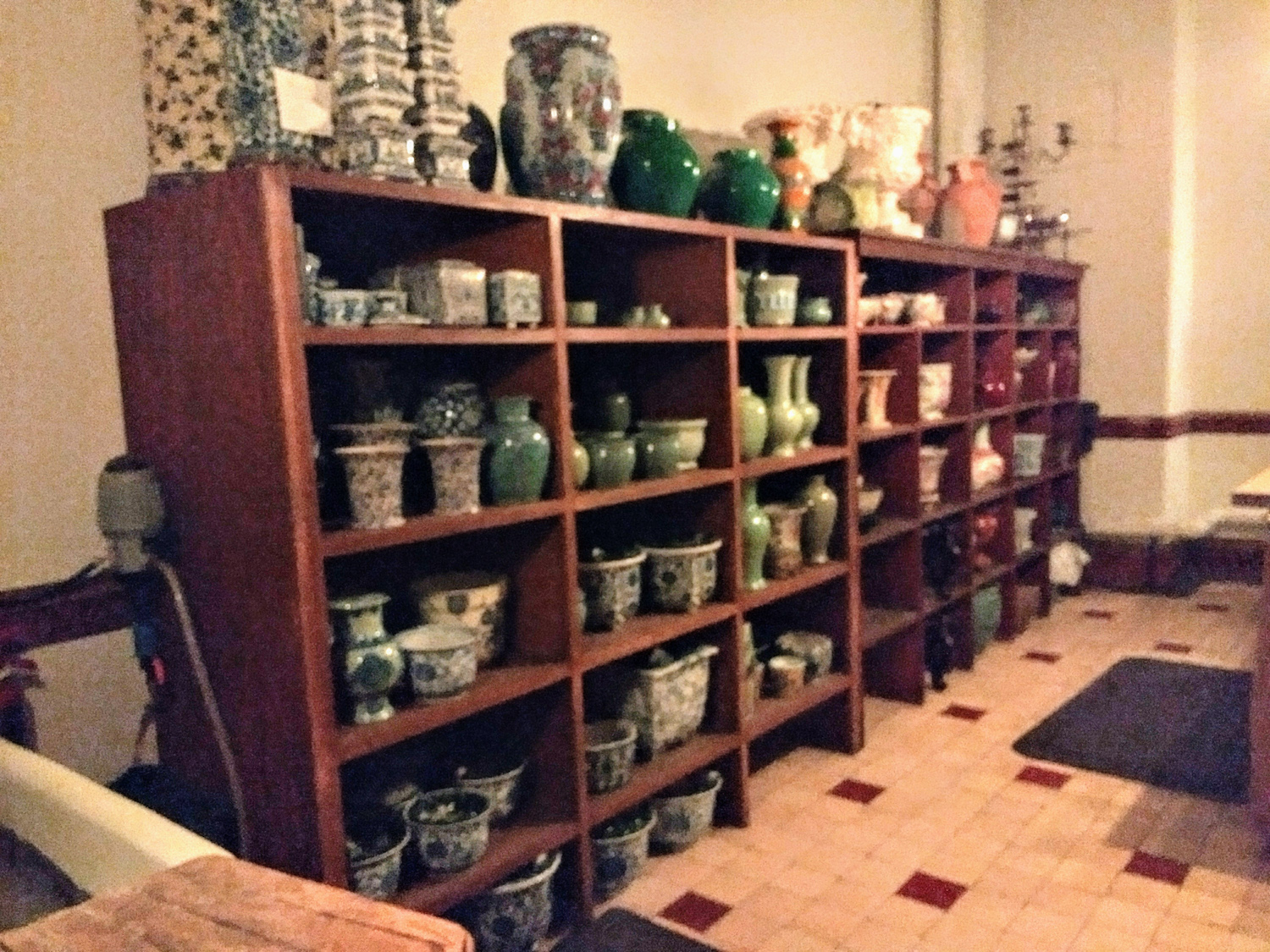 Storage area for floral arrangement vases